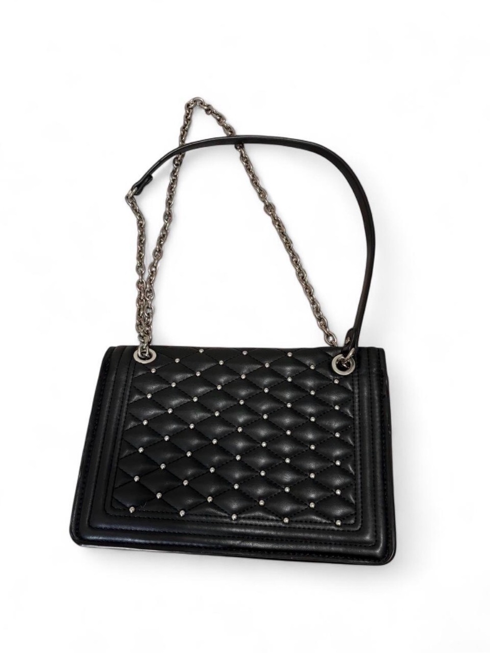 Zara Black Quilted Studded Chain Crossbody Bag